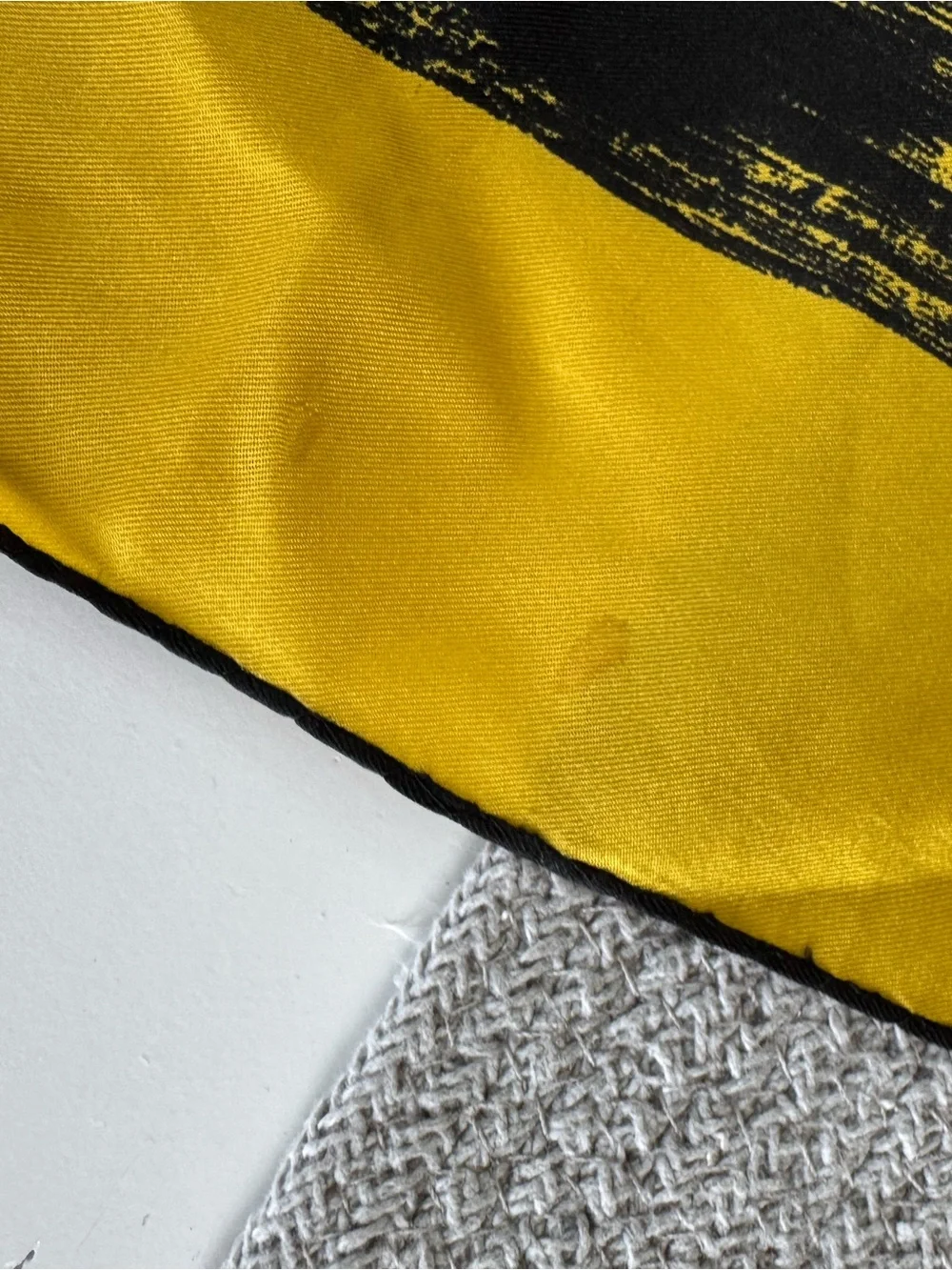 Vintage Lord & Taylor Yellow Black Brushstroke Large Square Silk Scarf